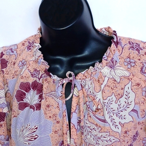 JOIE Womens M Floral Blouse Flutter Sleeves Loose Fit - Picture 2 of 8